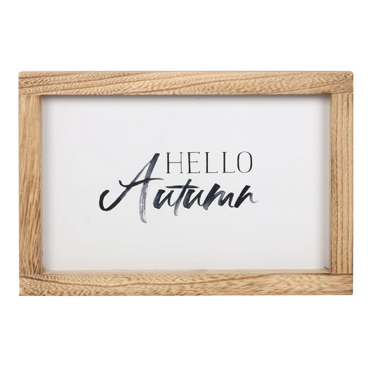 Hello Autumn Rustic Wooden Framed Sign