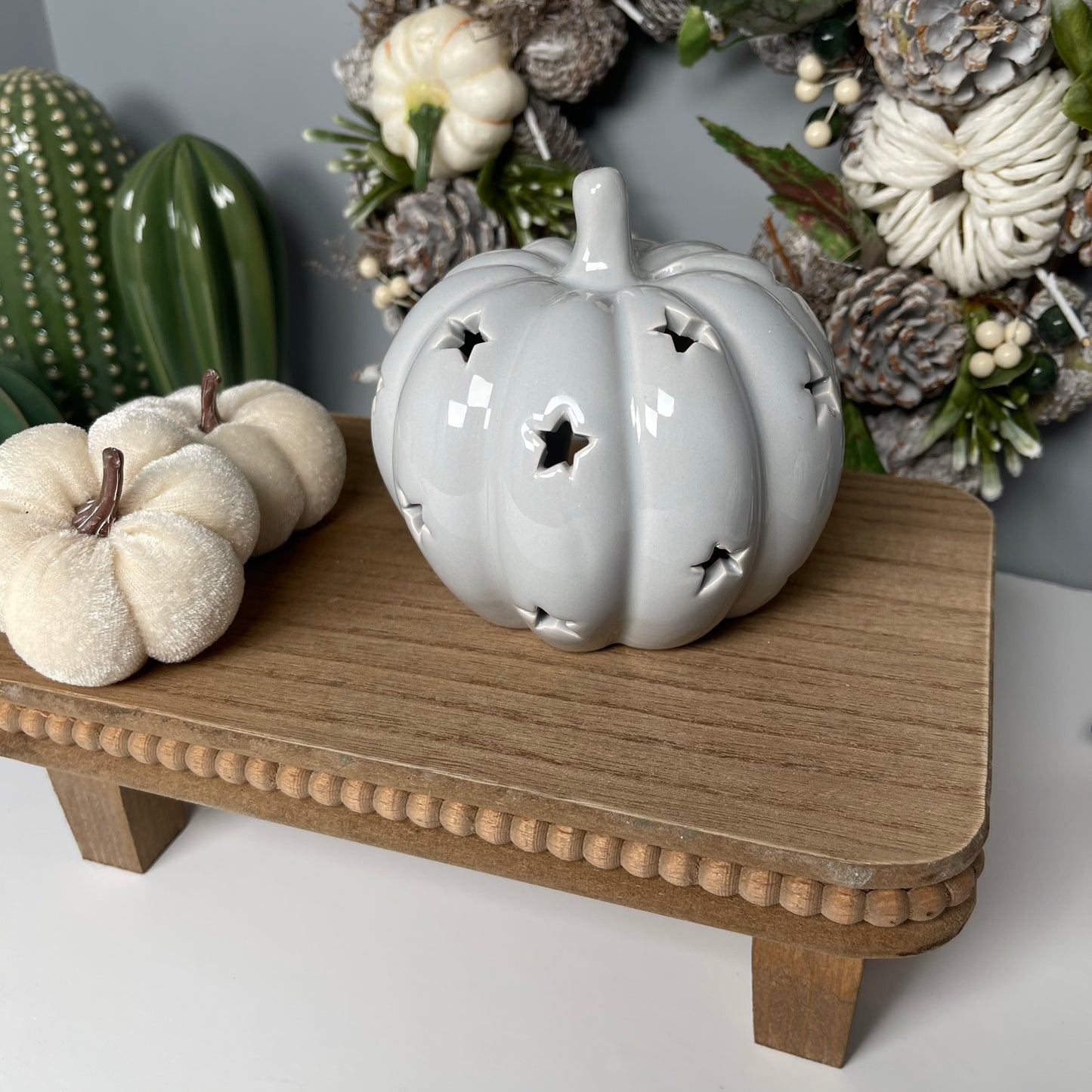 Grey Pumpkin Tealight Holder