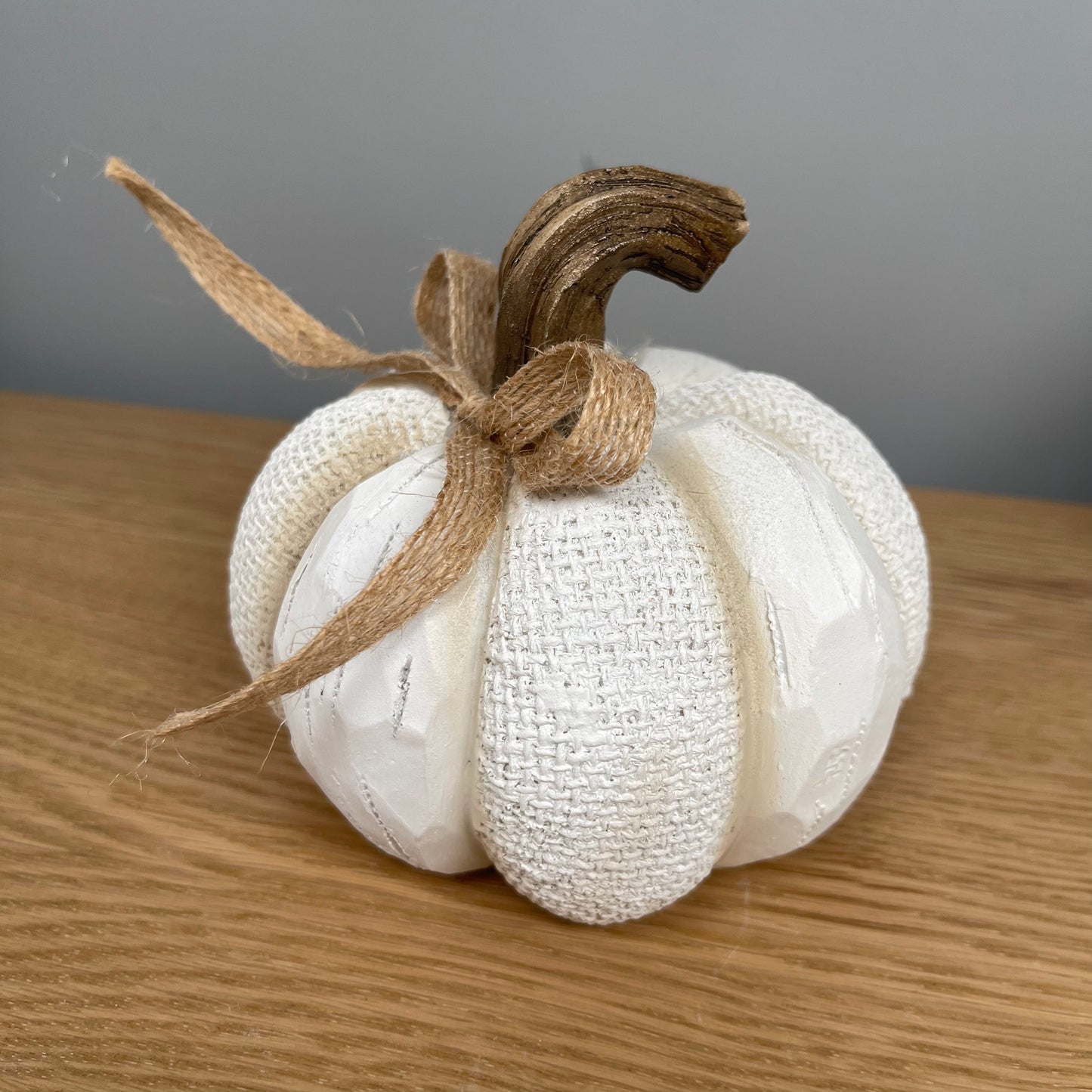 White Textured Pumpkin with Twisted Stem