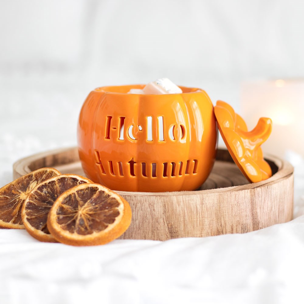 Hello Autumn Orange Pumpkin  Oil Burner Wax Melter