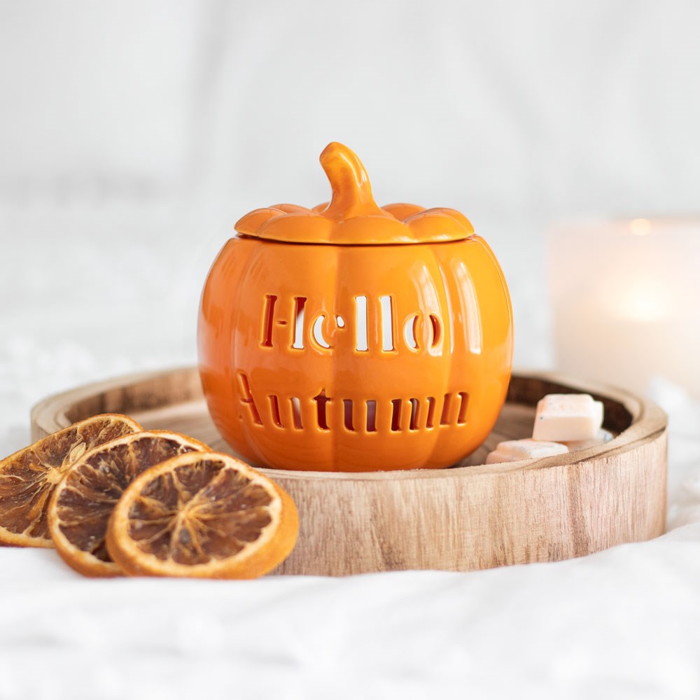 Hello Autumn Orange Pumpkin  Oil Burner Wax Melter
