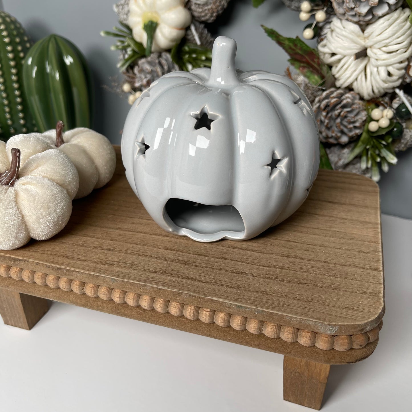 Grey Pumpkin Tealight Holder