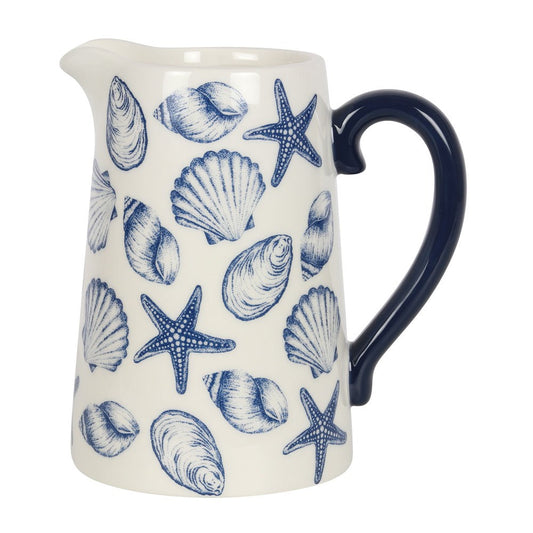 White Coastal Seashell Flower Jug