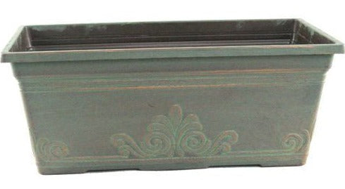 Green Copper Metallic Plastic Window Box Planter - 15"
