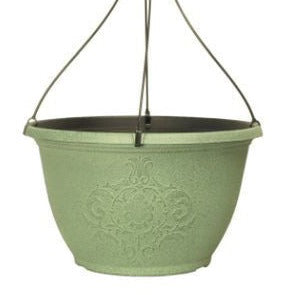 Olive Green Stone Effect Hanging Basket 32 cm - Set of 2