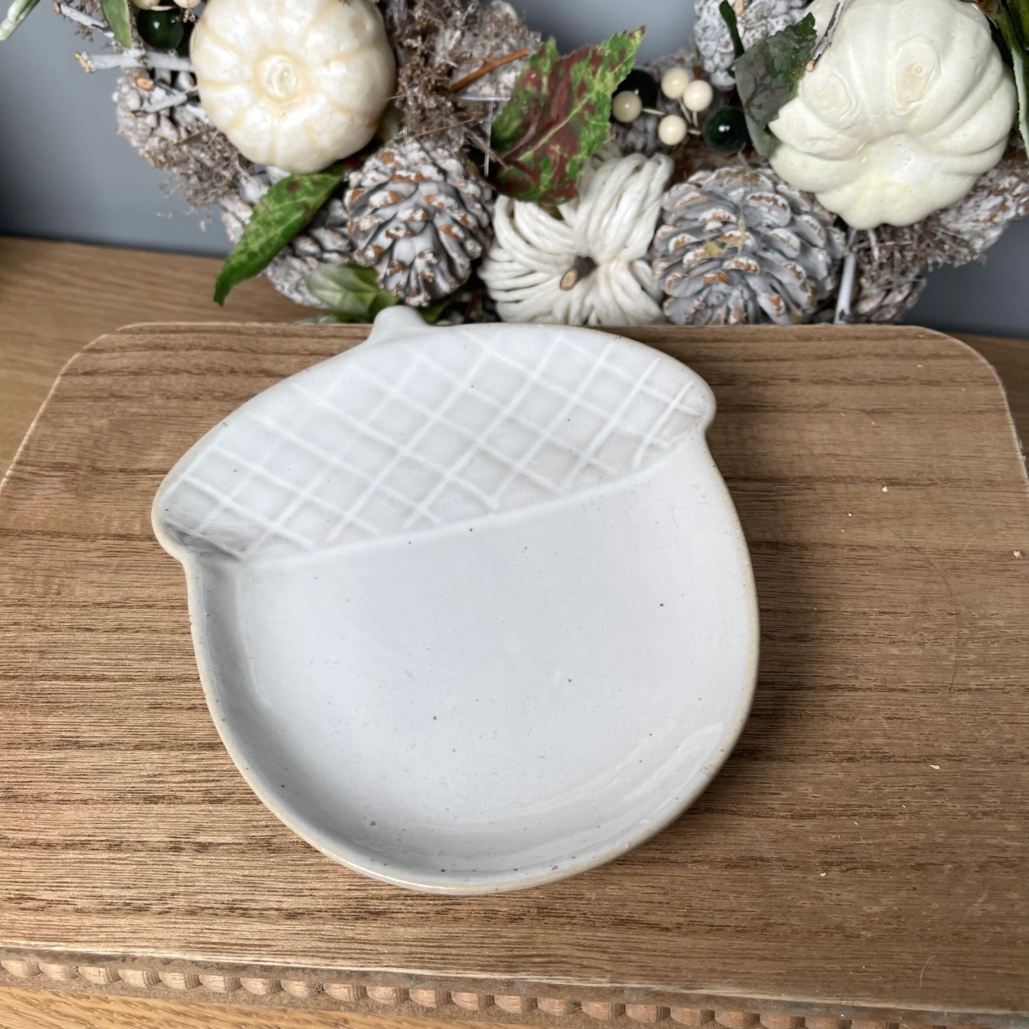 Glossy White Acorn Dish