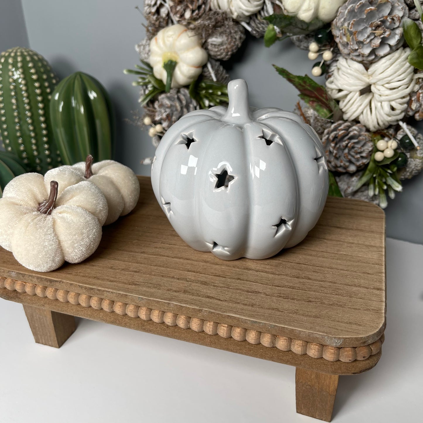 Grey Pumpkin Tealight Holder