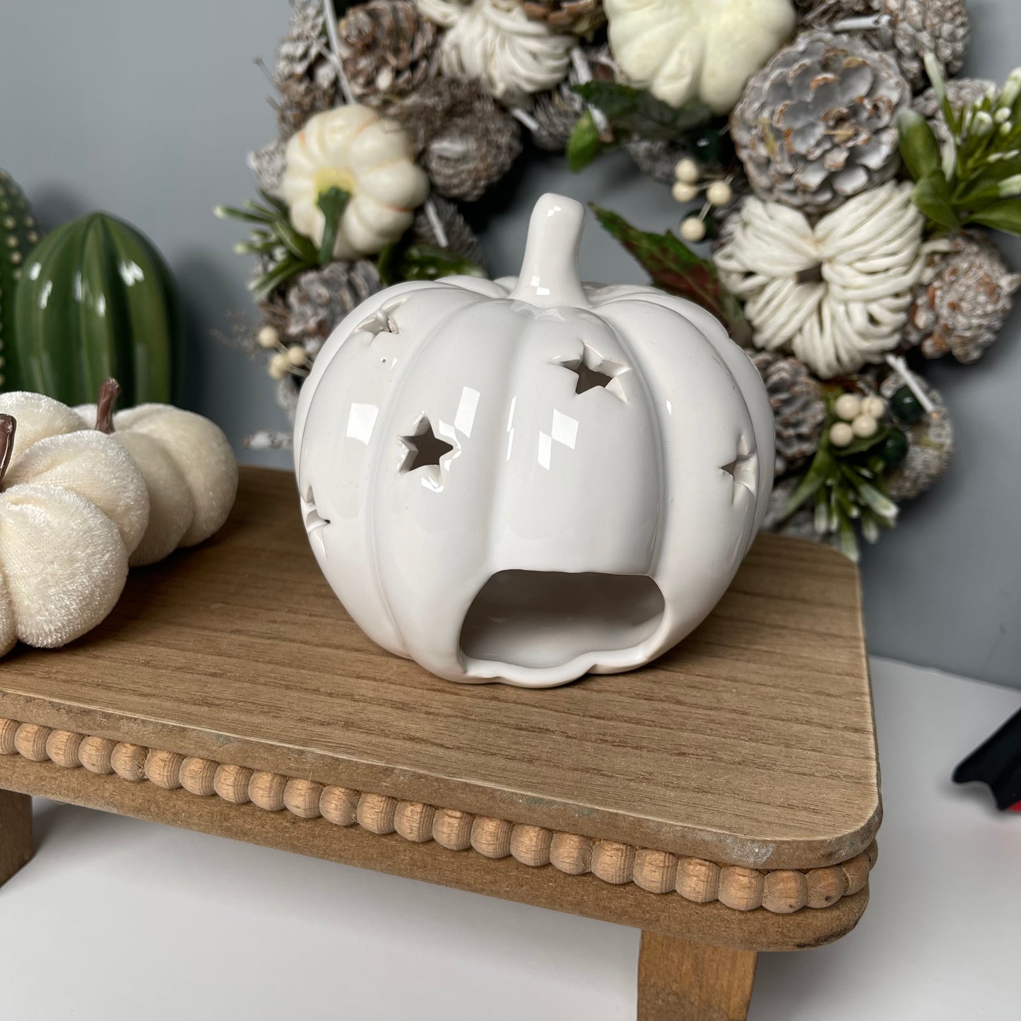 White Pumpkin Tealight Holder