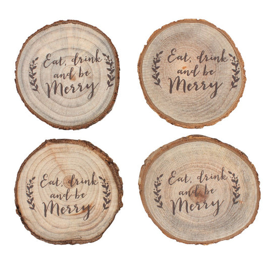 Christmas Wood Slice Coaster Set