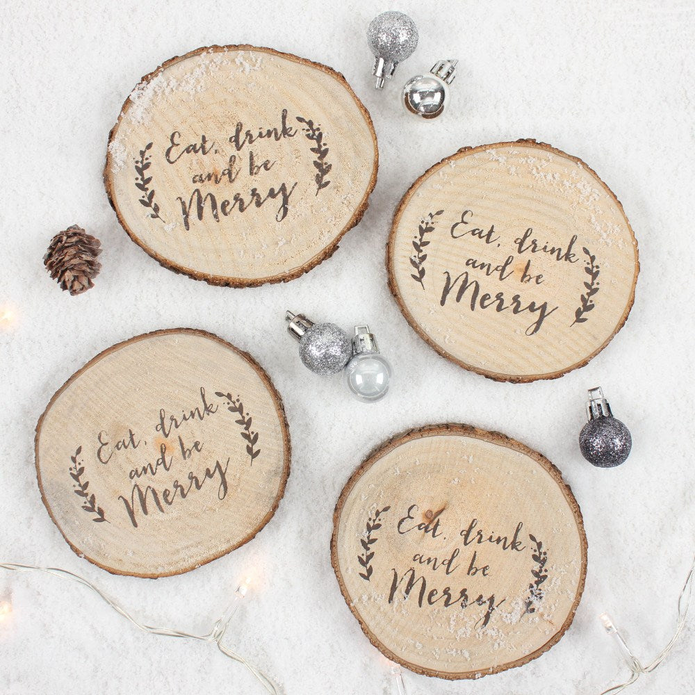 Christmas Wood Slice Coaster Set