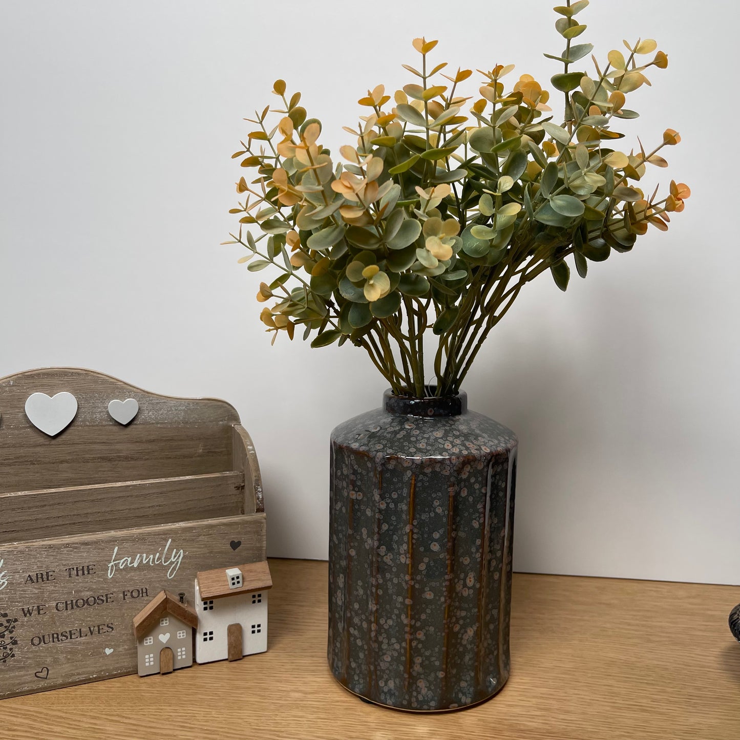 Glossy Speckled Riibbed Vase