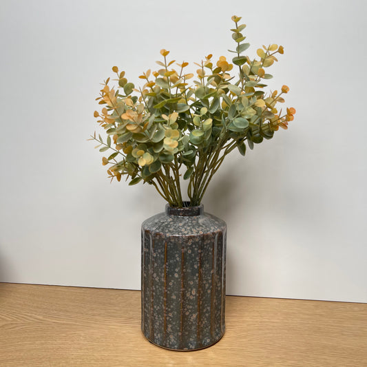 Glossy Speckled Riibbed Vase