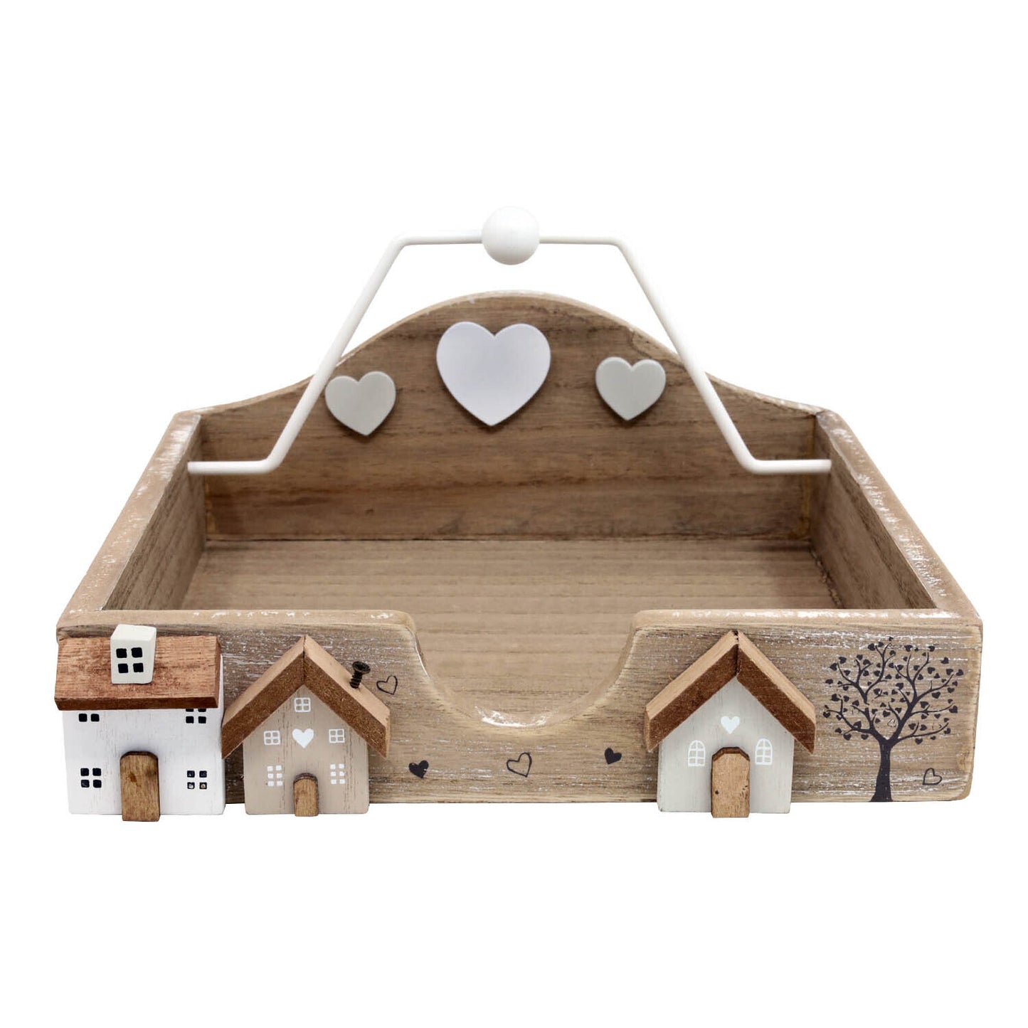 Wooden Hearts & Houses Napkin Holder