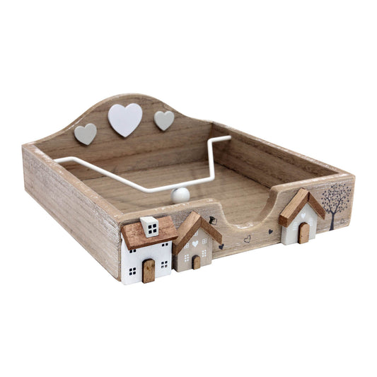 Wooden Hearts & Houses Napkin Holder
