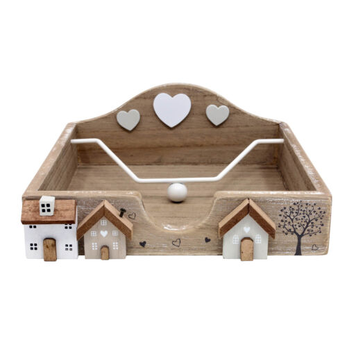 Wooden Hearts & Houses Napkin Holder