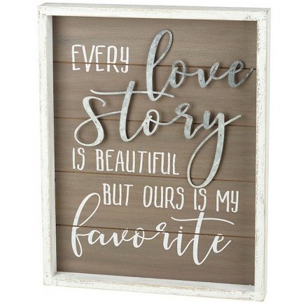 Rustic Wooden Love Story Framed Plaque