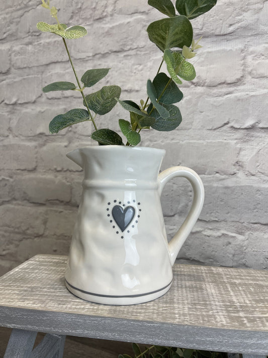 Grey & White Dimpled Jug with Heart Detail
