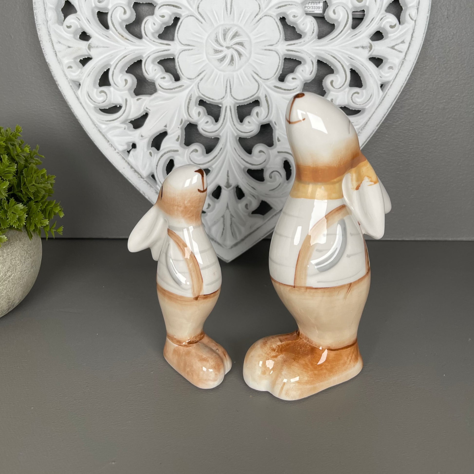 Set of 2 Bunny's in Dungarees - Ceramic Ornaments