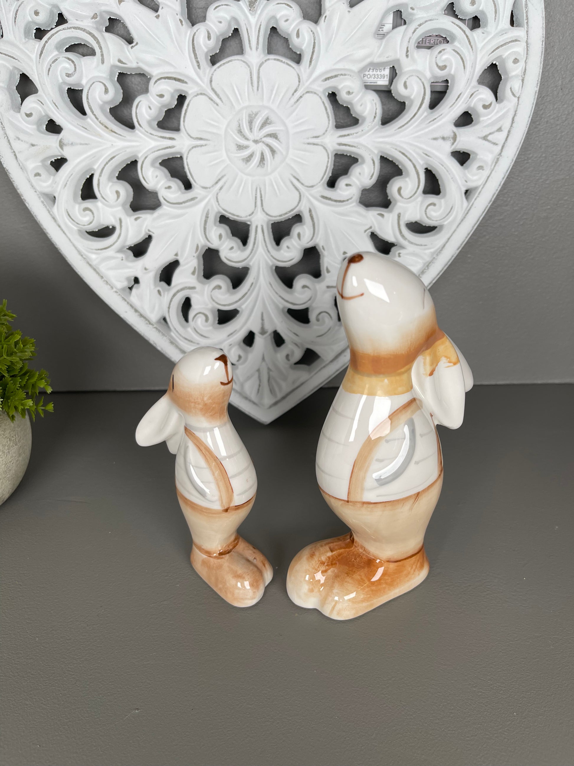 Set of 2 Bunny's in Dungarees - Ceramic Ornaments