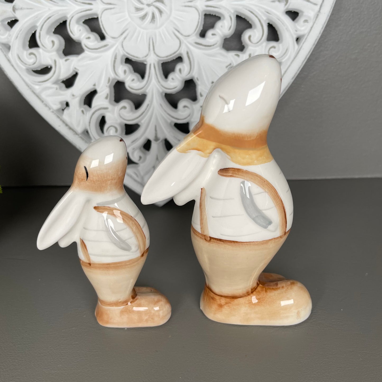 Set of 2 Bunny's in Dungarees - Ceramic Ornaments