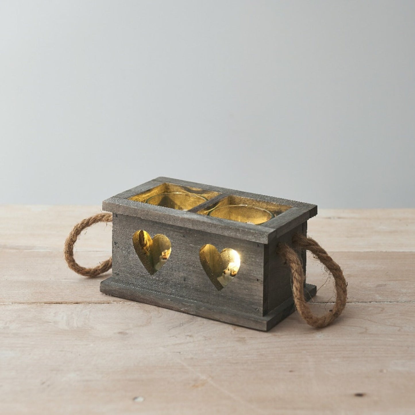 Grey Wooden Candle Tray - 15cm