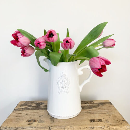 White French Country Flower Jug